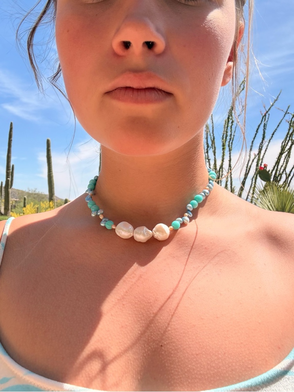 Blue pearl Necklace